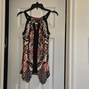 INC INTERNATIONAL CONCEPTS PINK, RED, BLACK & WHITE SLEEVELESS TOP